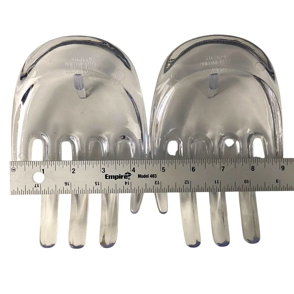 J.S.N.Y Clear Lucite Hand Shaped‎ Salad Servers Set of 2 Vintage Style F72Q